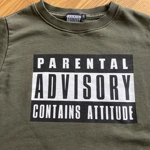 PARENT ADVISORY CONTAINS ATTITUDE Kids Boy Sweatshirt Cotton Size 10